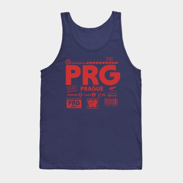 Vintage Prague PRG Airport Code Travel Day Retro Travel Tag Czech Republic Tank Top by Now Boarding